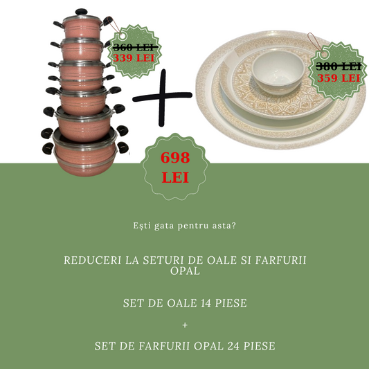 Set Oale 14 Piese + Set Farfurii Opal Model Traditional 26 Piese by Kiwi Mag