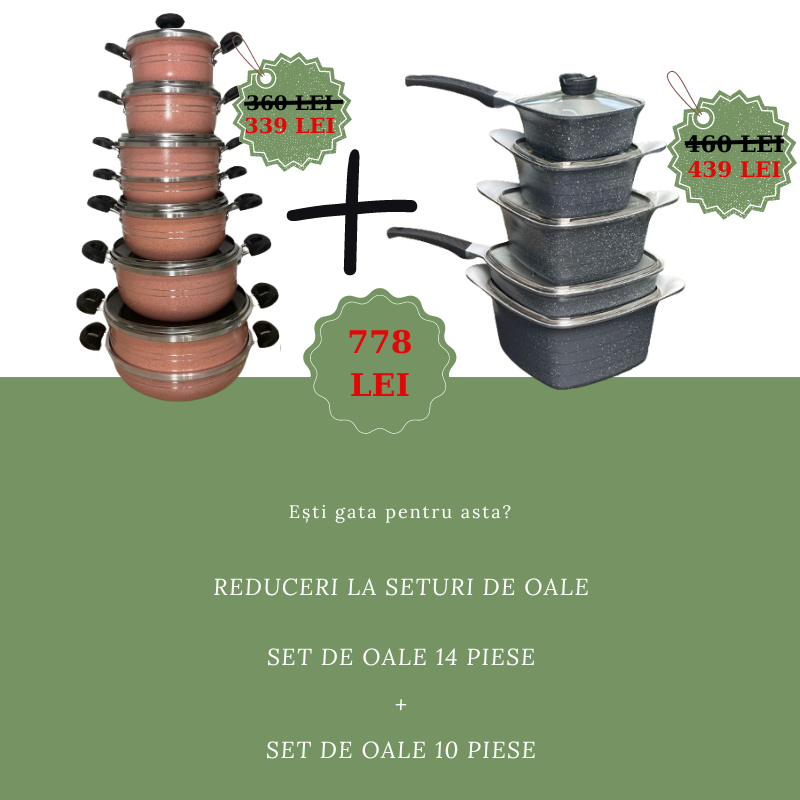 Set Oale 14 Piese + Set Oale 10 Piese Granit & Teflon by Kiwi Mag