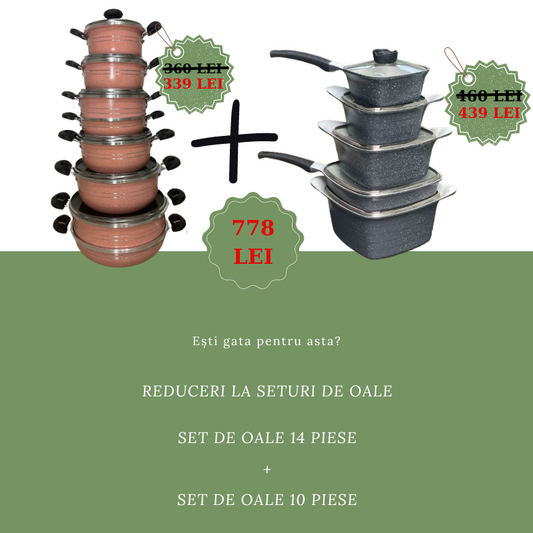 Set Oale 14 Piese + Set Oale 10 Piese Granit & Teflon by Kiwi Mag